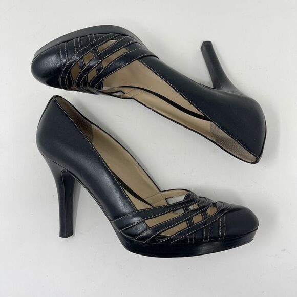 Lauren Ralph Lauren Women's Stiletto Heels Slip On Pumps Black Leather Size 7M - Picture 5 of 10